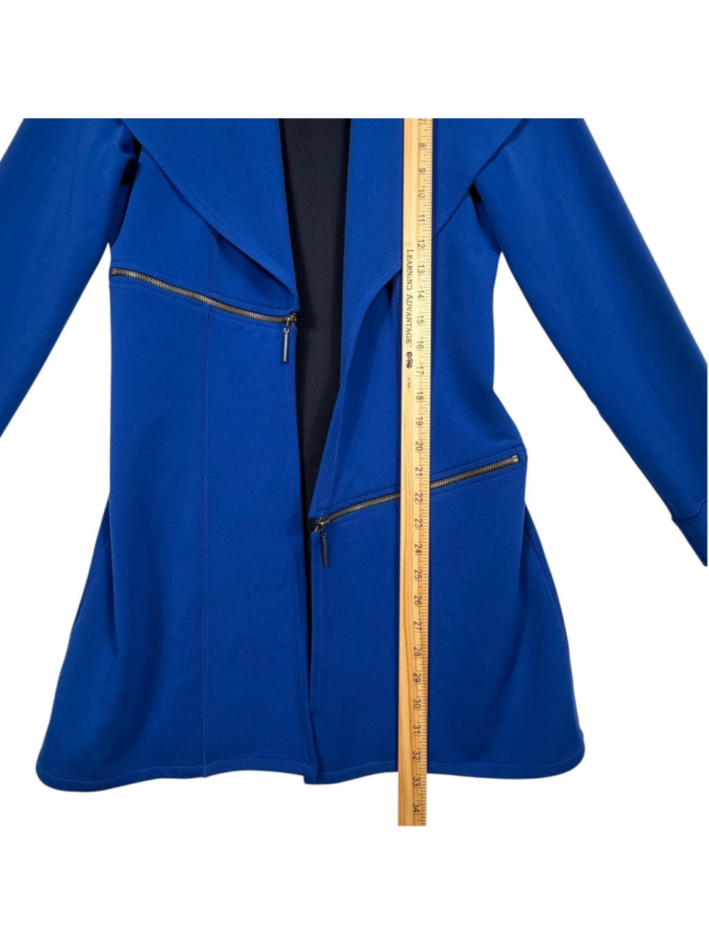 Eva Varro Barcelona Blazer Jacket Royal Blue Asymmetrical Zipper Womens Medium - Picture 7 of 7